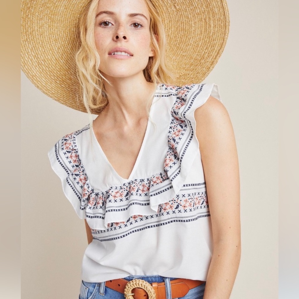 Anthropologie - Waverly Grey Giana Embroidered Blouse